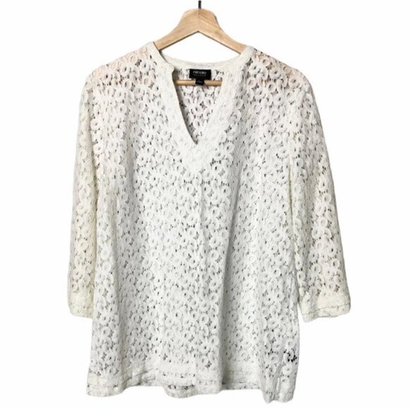 Nicole Miller Eyelet Lace Long Sleeve L - Picture 1 of 3